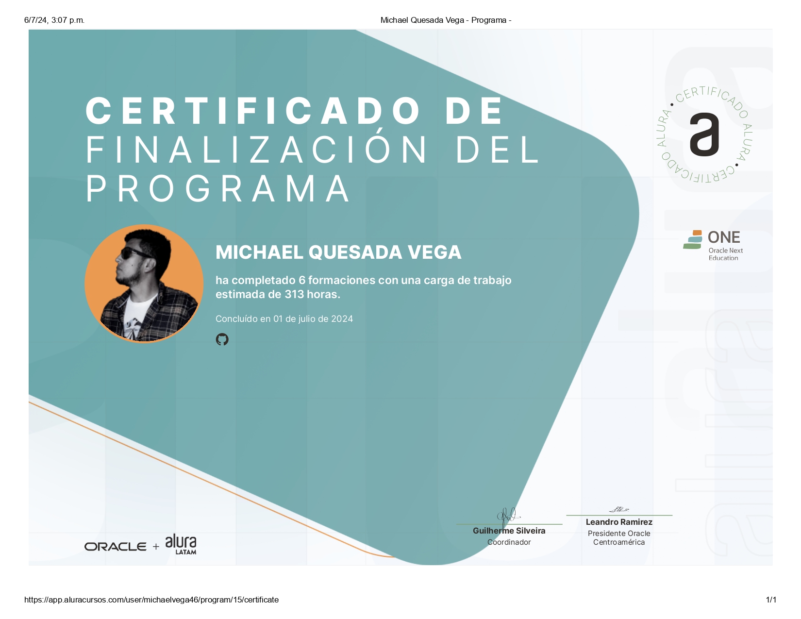 certificado de programa alura latam